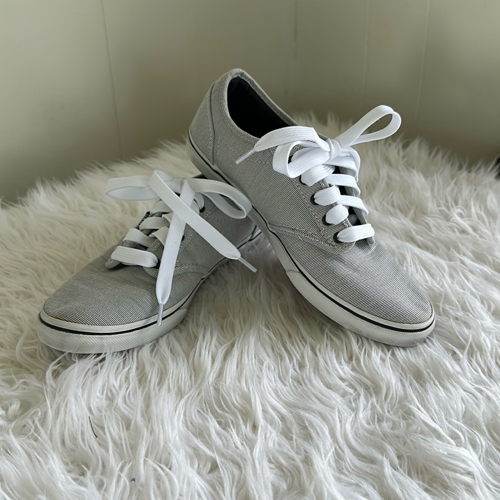 Women Vans navy/white stripe nautical sneakers